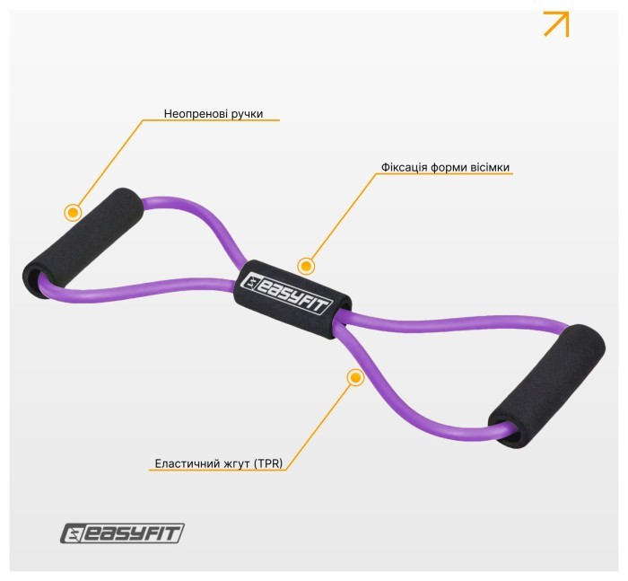 Эспандер EasyFit восьмерка трубчатая фиолетовая