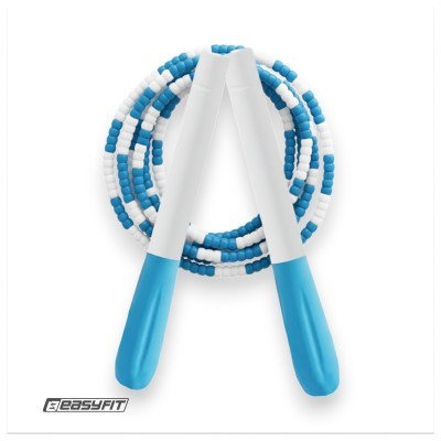 Бісерна скакалка EasyFit  FreeRope 2,7 м (біло-блакитна)