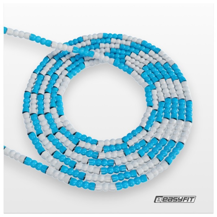 Бісерна скакалка EasyFit  FreeRope 2,7 м (біло-блакитна)