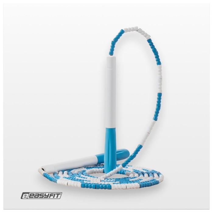 Бісерна скакалка EasyFit  FreeRope 2,7 м (біло-блакитна)