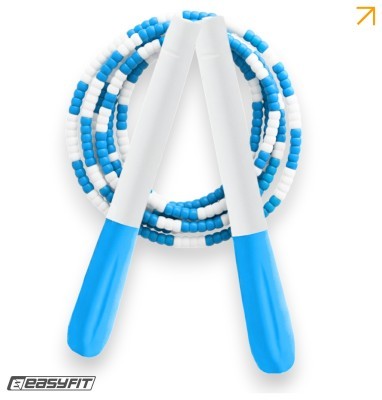 Бисерная скакалка EasyFit FreeRope 2,7м (бело-голубая)
