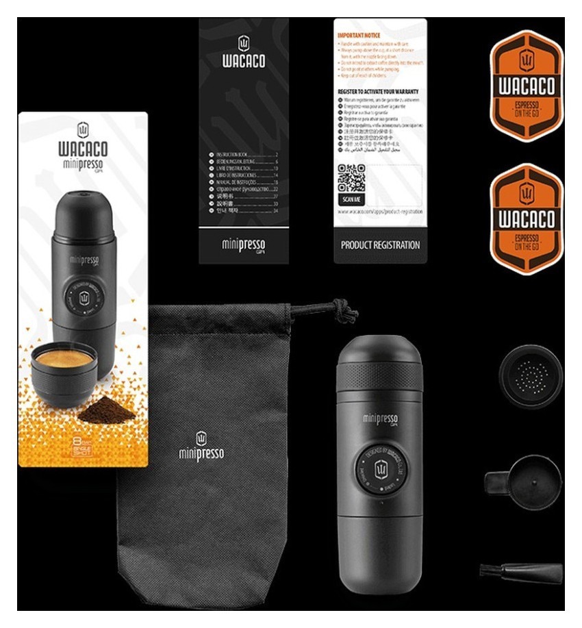 Портативная эспрессо-кофеварка Wacaco Minipresso GR, механическая, для молотого кофе