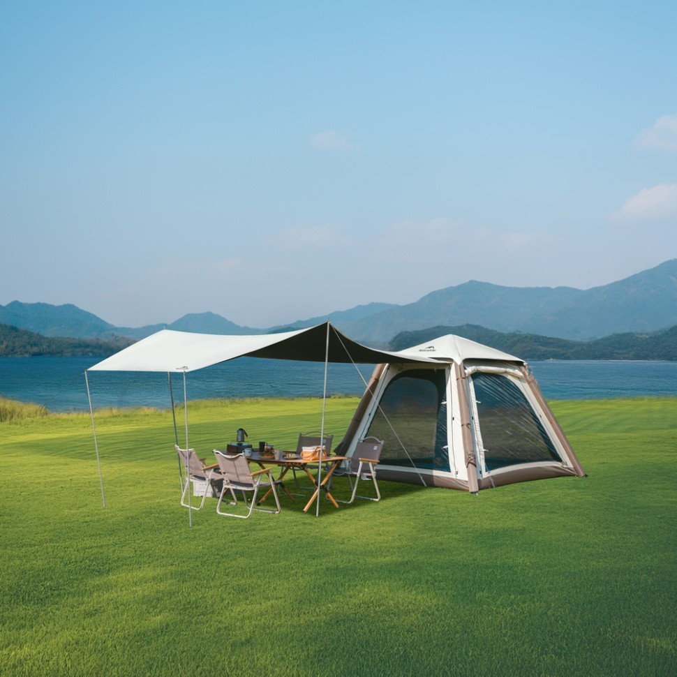 Палатка четырехместная автоматическая надувная с тентом Naturehike Ango CNK2550WS017, серая