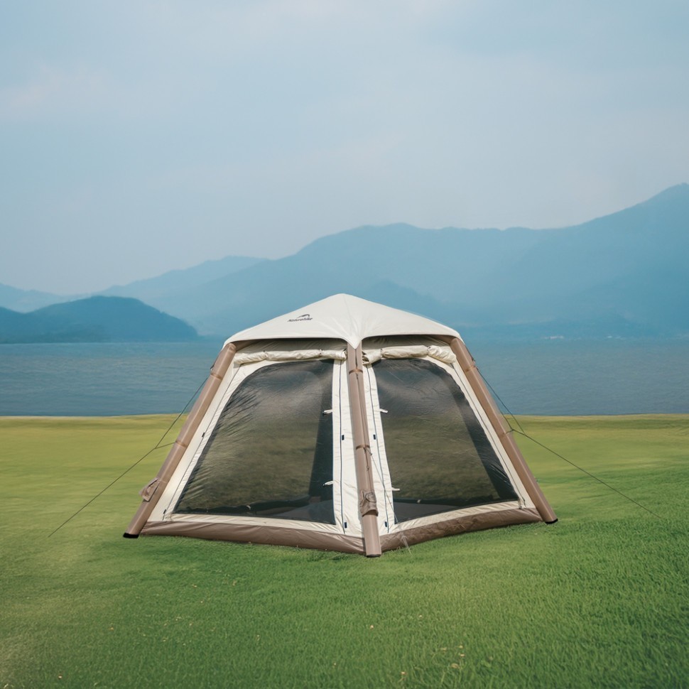 Палатка четырехместная автоматическая надувная с тентом Naturehike Ango CNK2550WS017, серая