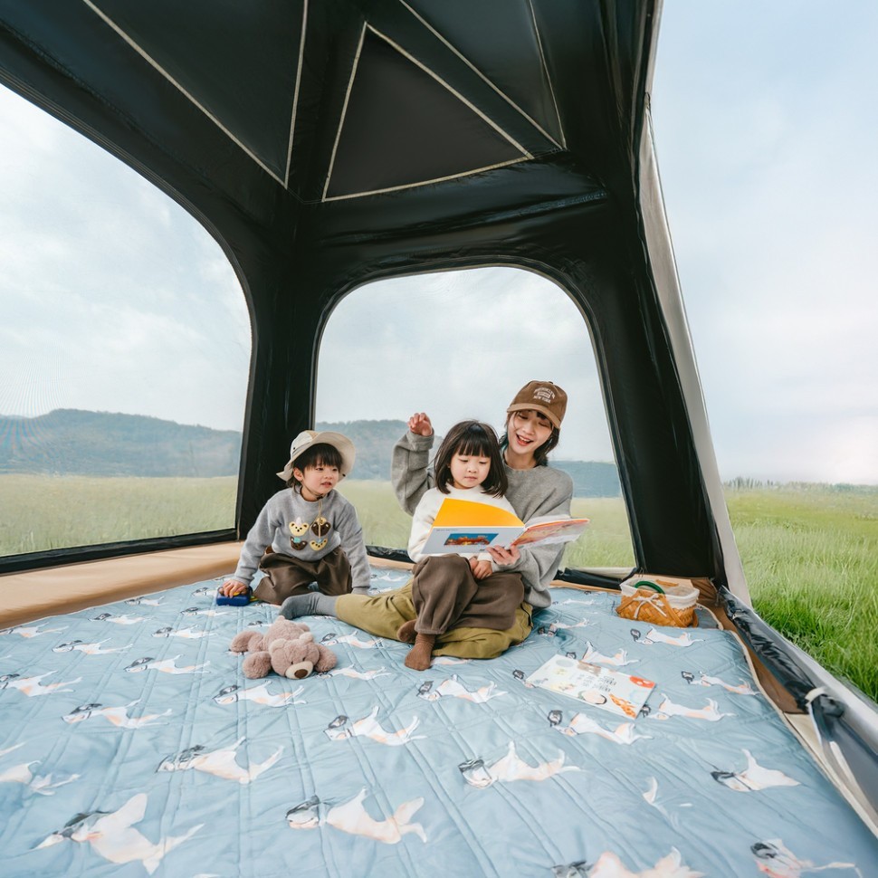 Палатка четырехместная автоматическая надувная с тентом Naturehike Ango CNK2550WS017, серая