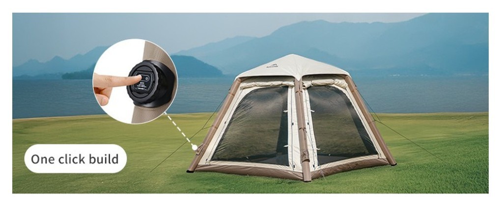 Палатка четырехместная автоматическая надувная с тентом Naturehike Ango CNK2550WS017, серая