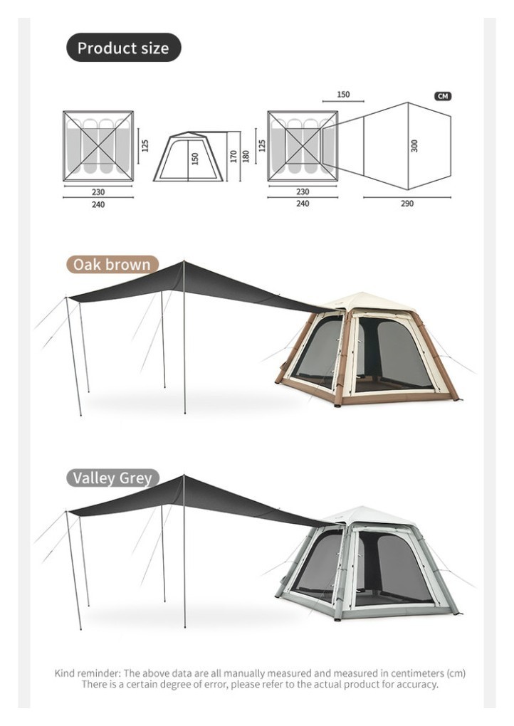 Палатка четырехместная автоматическая надувная с тентом Naturehike Ango CNK2550WS017, серая