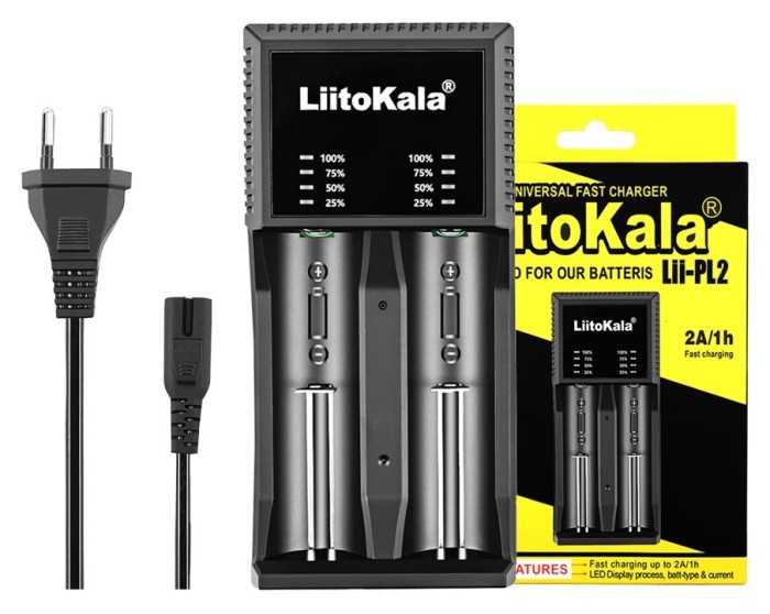 Універсальний зарядний пристрій LiitoKala Lii-PL2 EU на 2 канали + автомобільний кабель