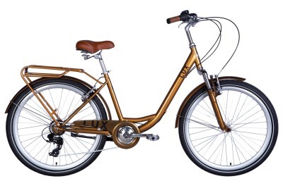Велосипед уцененный ST 26" Dorozhnik LUX Vbr FR рама-17" бронзовый 2024 крылья, крыло пер., крыло зад., подножка, колокольчик