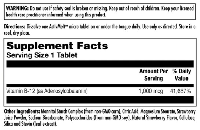 B12 Adenosylcobalamin 1000mcg - 90 tabs