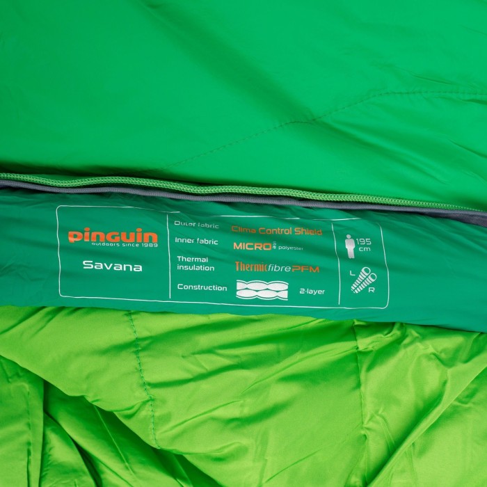Спальный мешок Pinguin Savana (5/0°C), 185 см - Right Zip, Green (PNG 236248) 2020