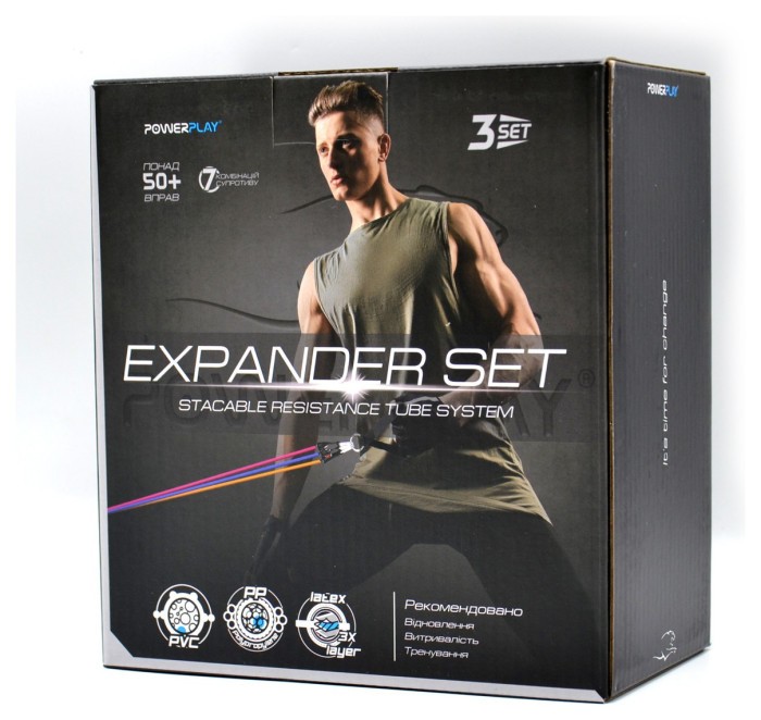Набір трубчастих еспандерів PowerPlay PP-4101 Expander Tube Set 3шт. (До 18,2 кг.)