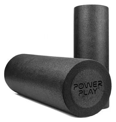 Массажний ролик (ролер) гладкий PowerPlay 4021 Fitness Roller Чорний (45x15см.)