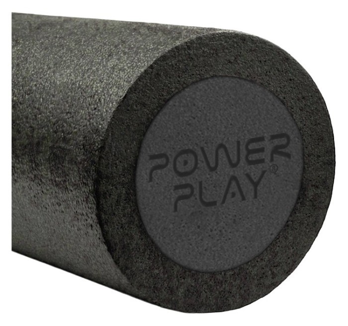 Массажний ролик (ролер) гладкий PowerPlay 4021 Fitness Roller Чорний (45x15см.)