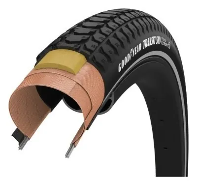 Покрышка 700x40 (40-622) GoodYear Transit SUV S3: Protection, Wire, Black + reflective strips, 60tpi