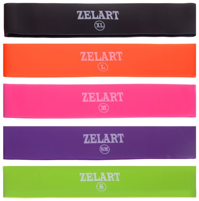 Стрічки опору набір 5шт LOOP BANDS ZELART FI-6886 (500x50мм; товщина: 0,35, 0,5, 0,7,1, 1,2 мм), укр, укр