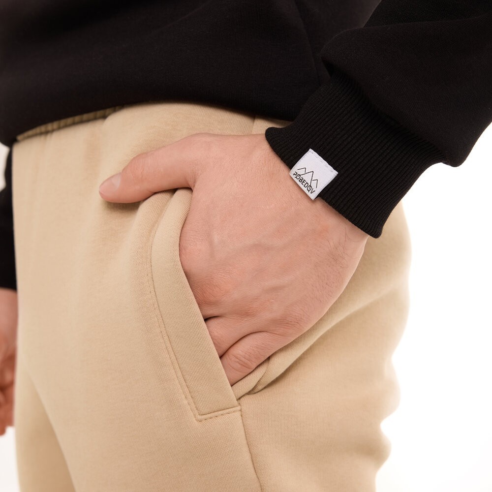 Чоловічі штани джогери з кишенями пісочні Pobedov 007 ЗИМА, укр, укр