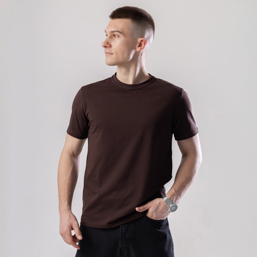 Мужская футболка хлопковая Pobedov Peremoga шоколадная