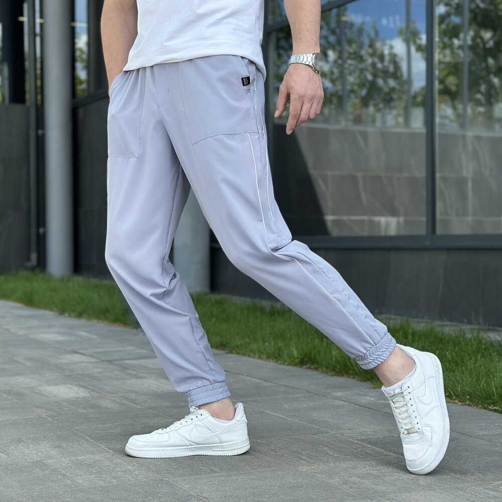 Мужские легкие джогеры из софта серые Pobedov Weekend