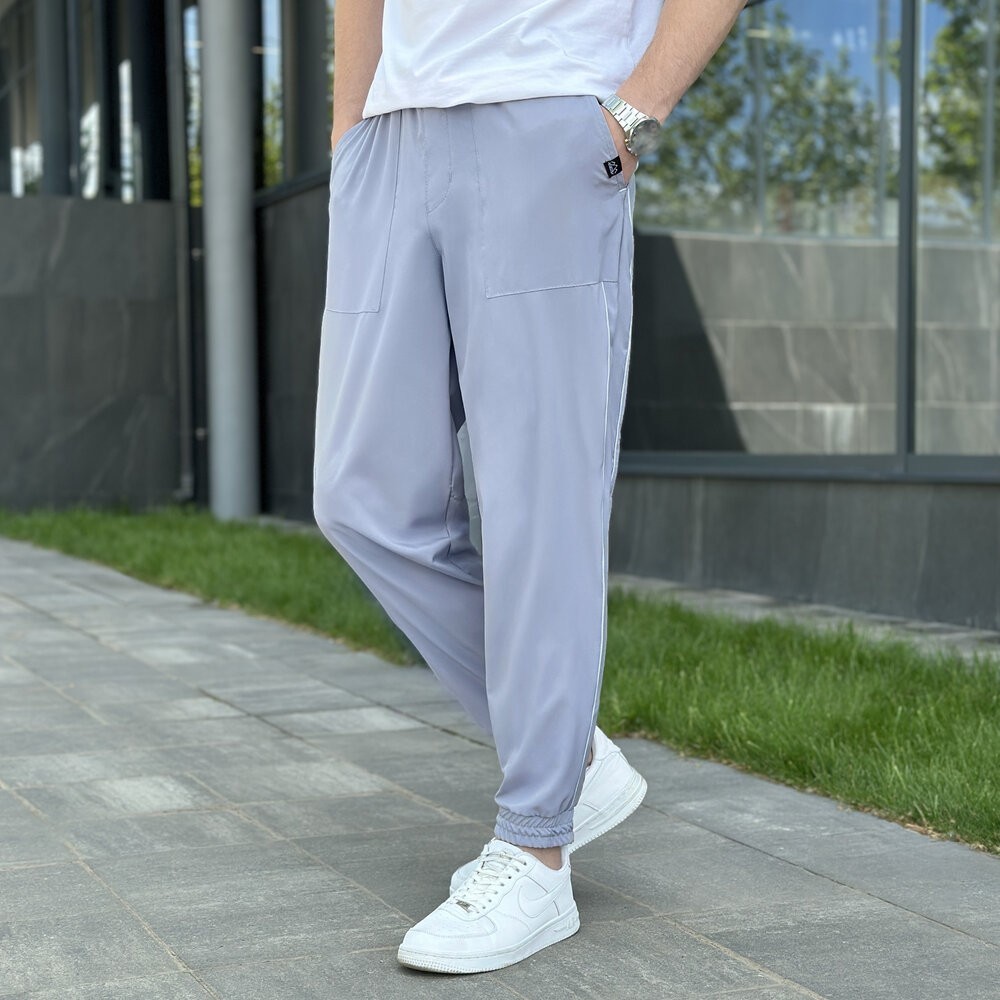 Мужские легкие джогеры из софта серые Pobedov Weekend