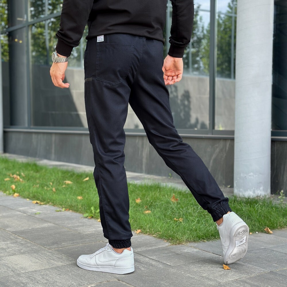 Брюки карго мужские весенние с карманами темно-синие Pobedov Papin Brodyaga