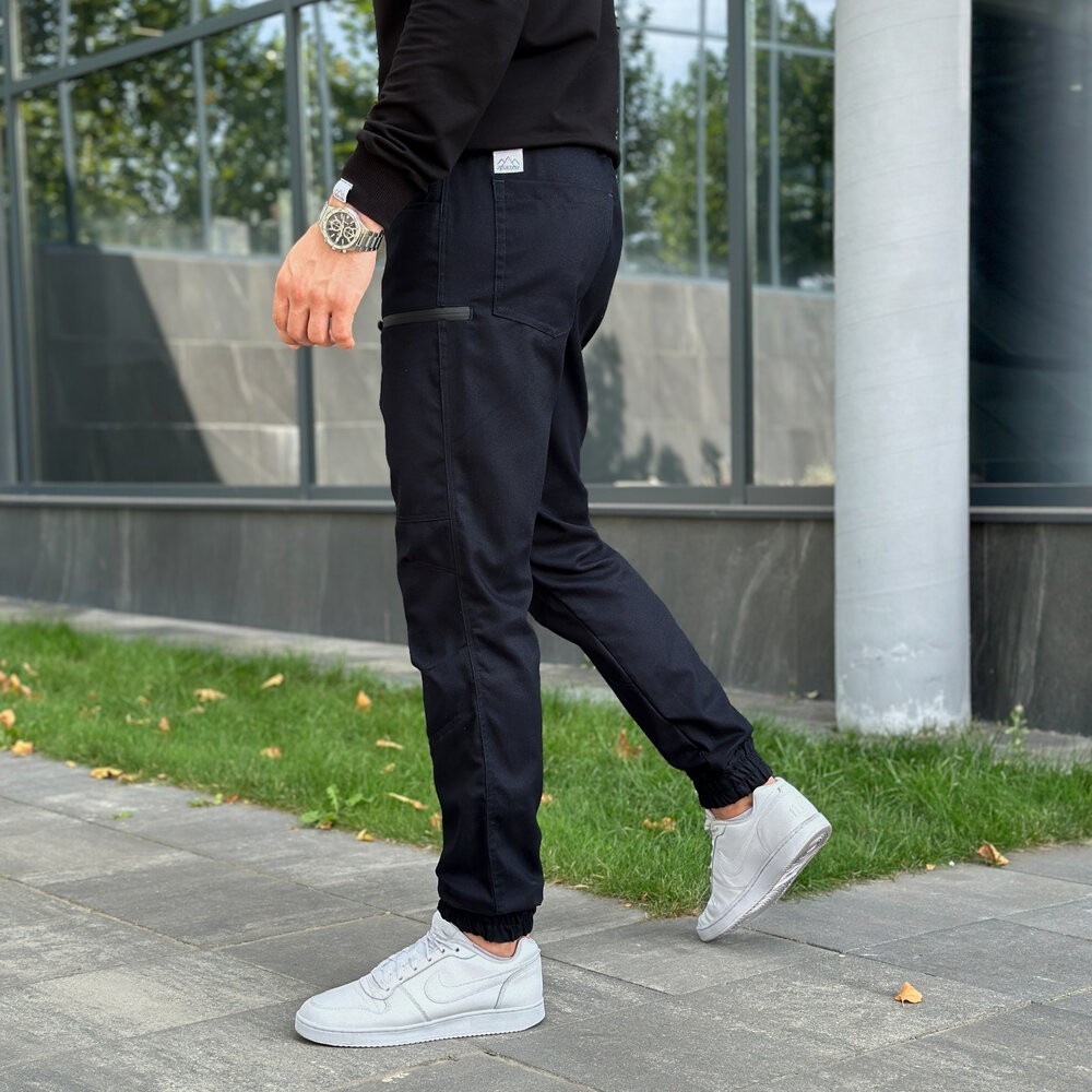 Штани карго чоловічі весняні з кишенями темно-сині Pobedov Papin Brodyaga, укр, укр