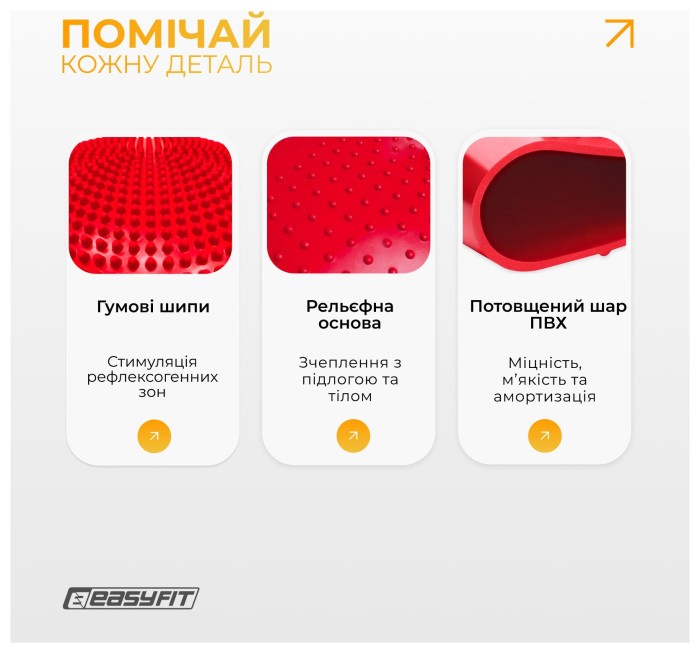 Балансувальна подушка масажна EasyFit Balance Cushion-A червона + насос