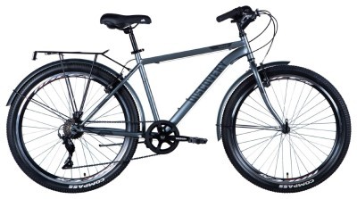Велосипед ST 26" Discovery PRESTIGE MAN Vbr рама- с багажником задн St с крылом St 2024 (серый)