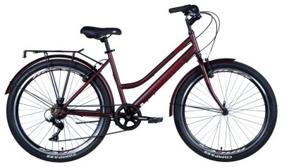 Велосипед ST 26" Discovery PRESTIGE WOMAN Vbr рама-" с багажником задн St с крылом St 2024 (красный (м))