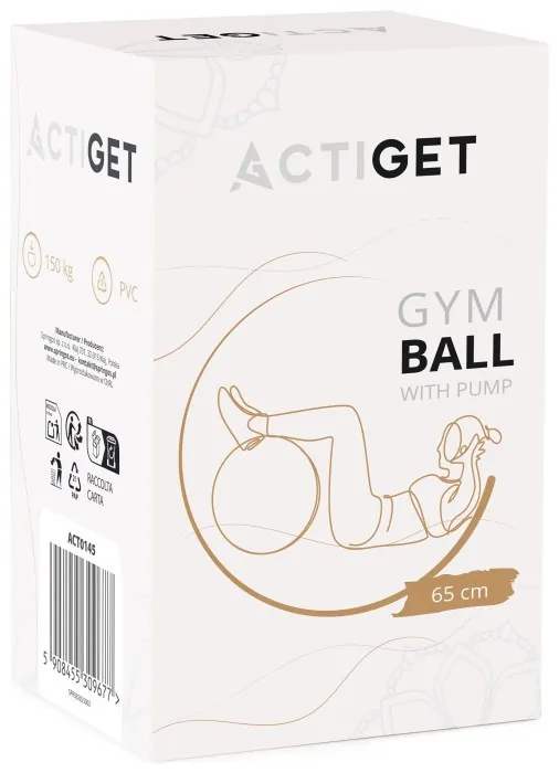 М'яч для фітнесу (фітбол) Actiget 65 см з насосом ACT0145 Biege
