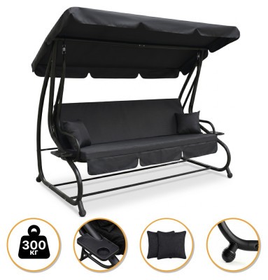 Велика гойдалка з подушками LEOBRO Luxury Plus Black (LB-1049)