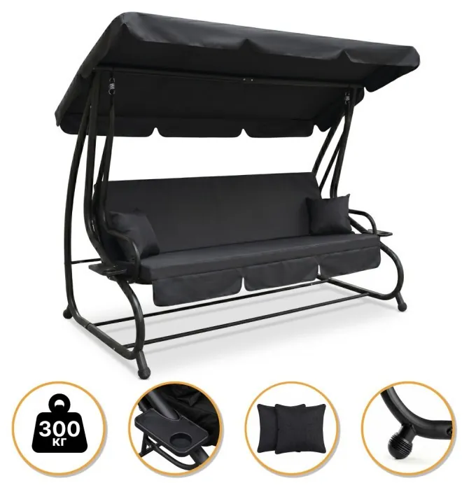 Велика гойдалка з подушками LEOBRO Luxury Plus Black (LB-1049)