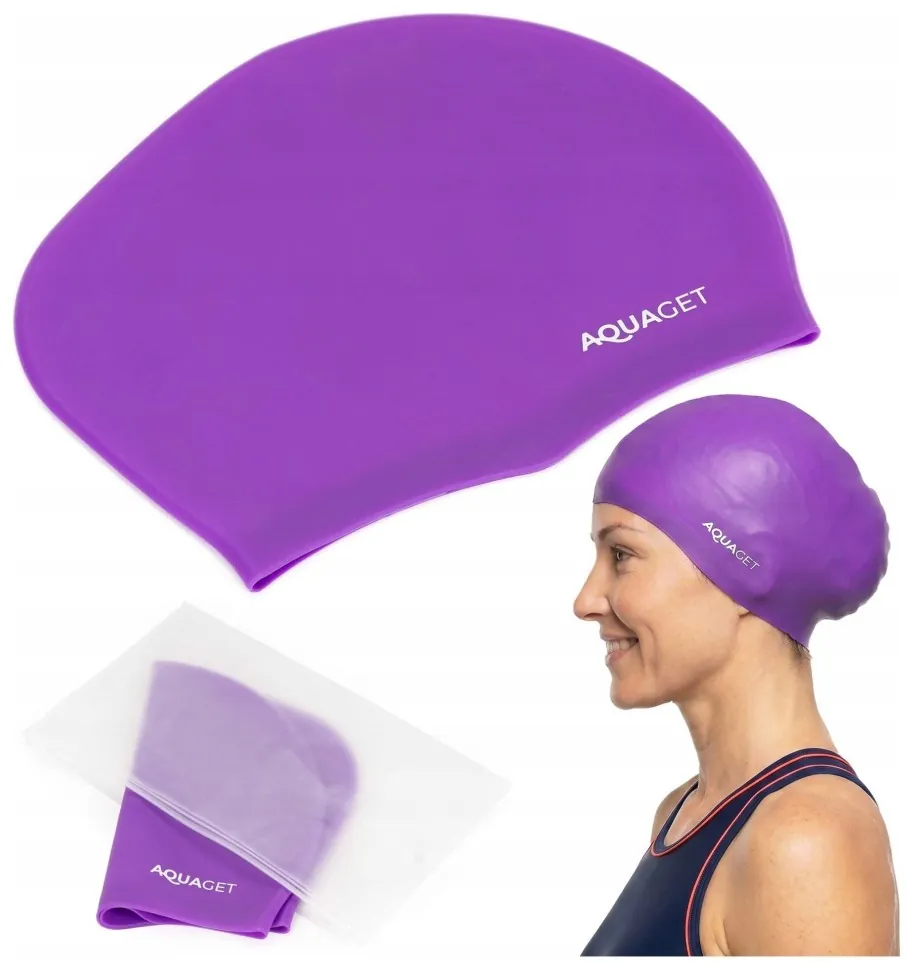 Шапочка для плавання Aquaget для довгого волосся AQ0031 Violet (LFAQ0031)