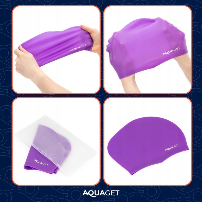 Шапочка для плавания Aquaget для длинных волос AQ0031 Violet