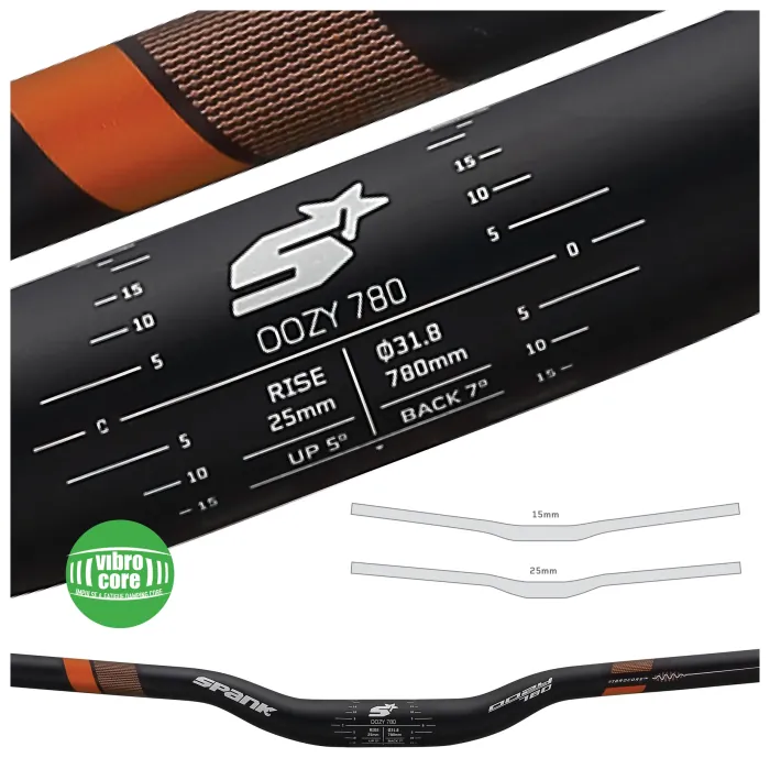 Руль SPANK OOZY 780 Vibrocore™, 25R Black Grey