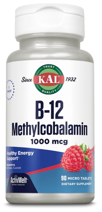 B-12 Methylcobalamin 1000 mcg - 90 tabs Raspberry