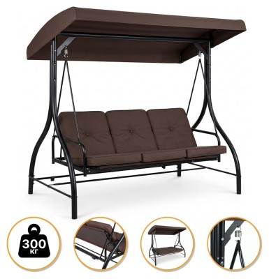 Садова гойдалка з товстим матрацом LEOBRO Luxury Pro Brown (LB-1045)