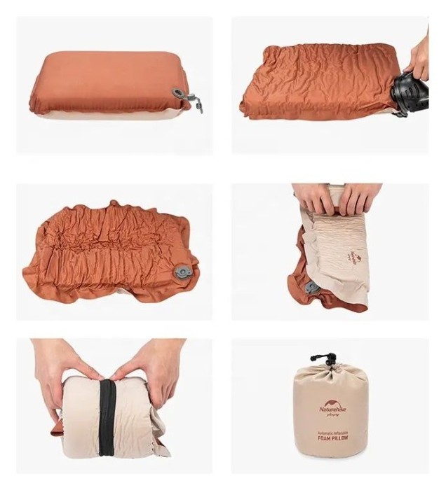 Подушка самонадувна бесшумна Naturehike NH21ZT001, персиковий, укр, укр
