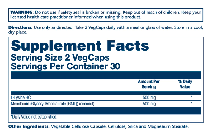 L-Lysine Monolaurin 1:1 - 60 vcaps