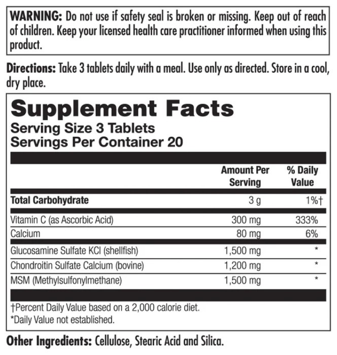 Glucosamine Chondroitin MSM - 60 tabs