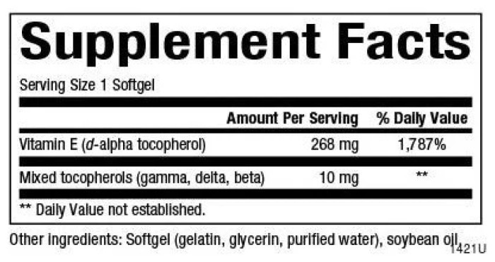 Mixed Vitamin E 268 mg (400 IU) - 90 softgels