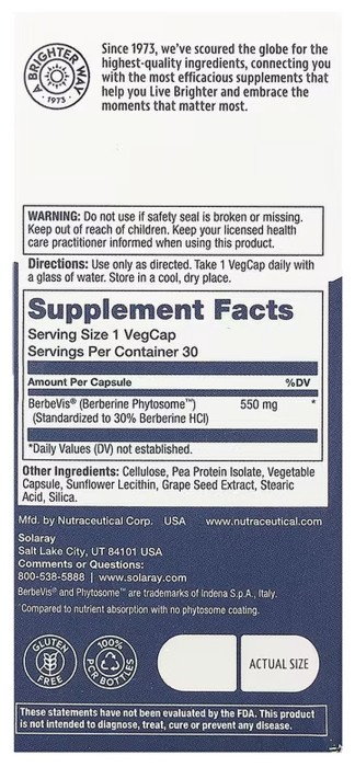 Prossorb Berberine 9x - 30 vcaps