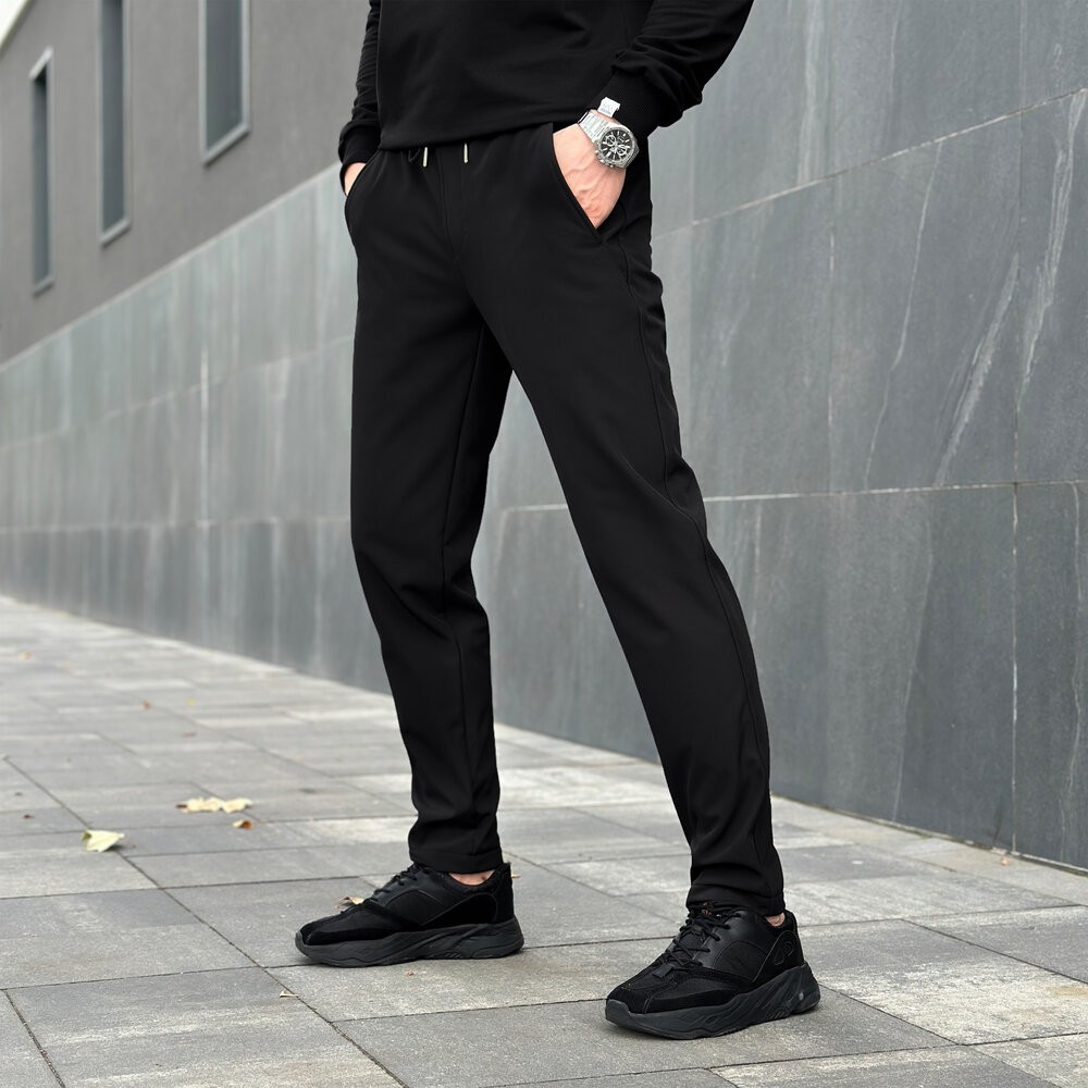 Мужские черные демисезонные штаны из софтшела Pobedov Point