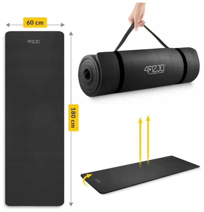 Коврик (мат) спортивный 4FIZJO NBR 180 x 60 x 1 см для йоги и фитнеса Black (P-5907222931462)