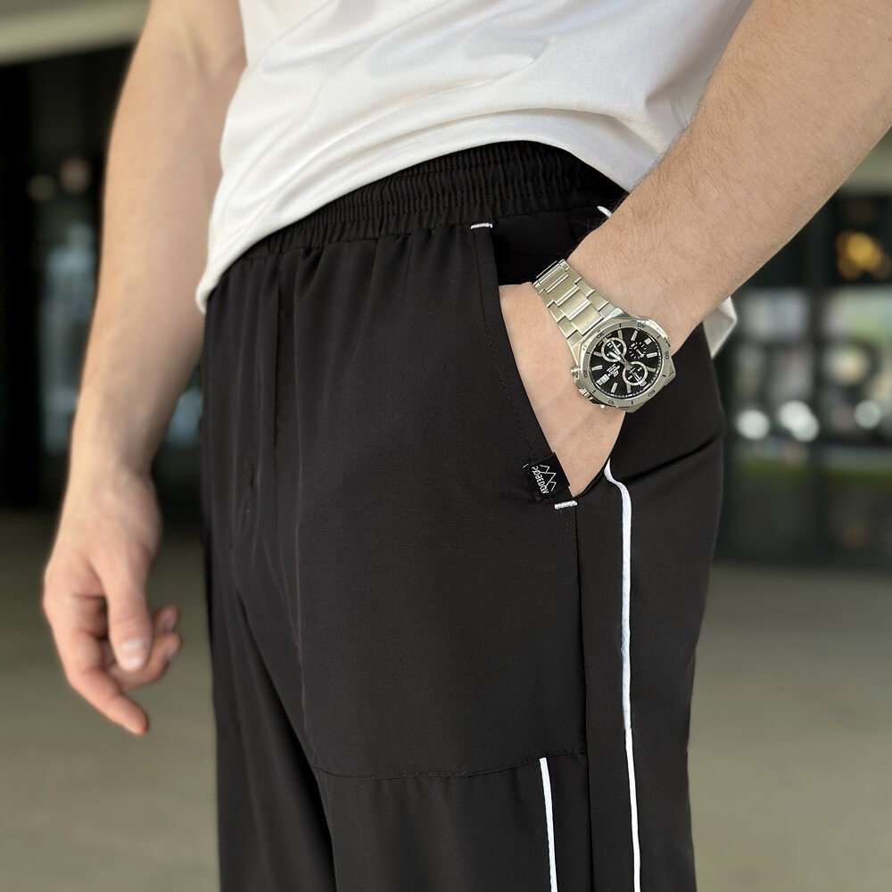 Весняні літні чоловічі чорні джогери із софту Pobedov Weekend, укр, укр