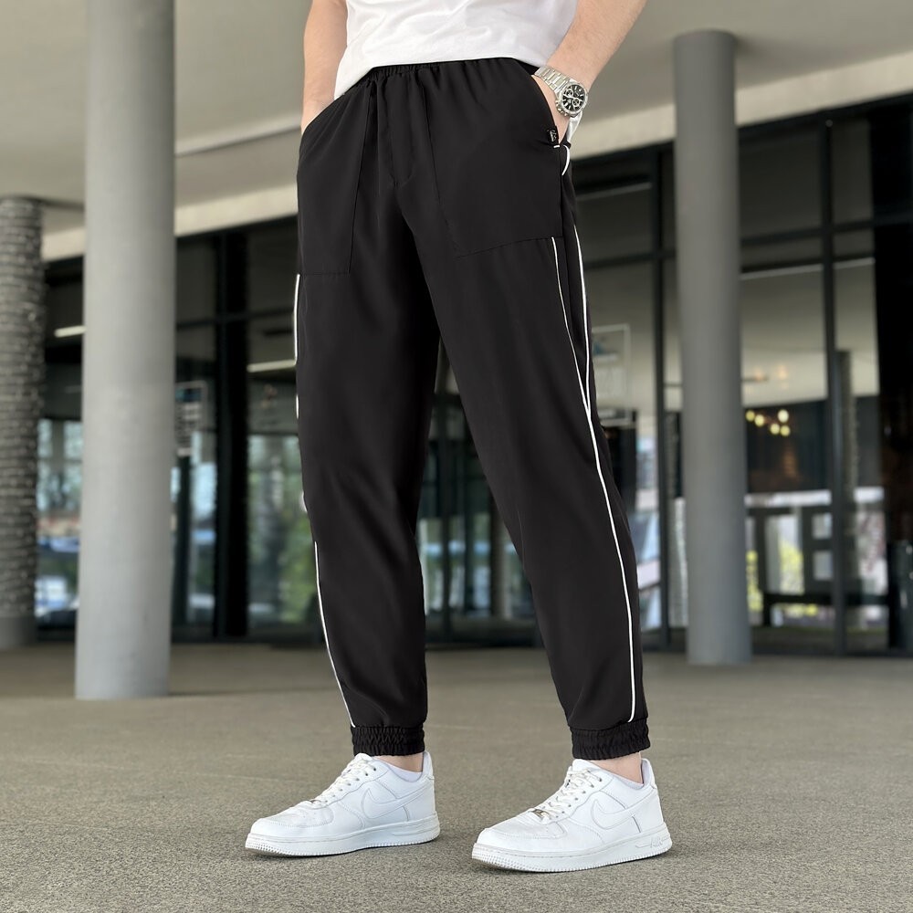 Весняні літні чоловічі чорні джогери із софту Pobedov Weekend, укр, укр