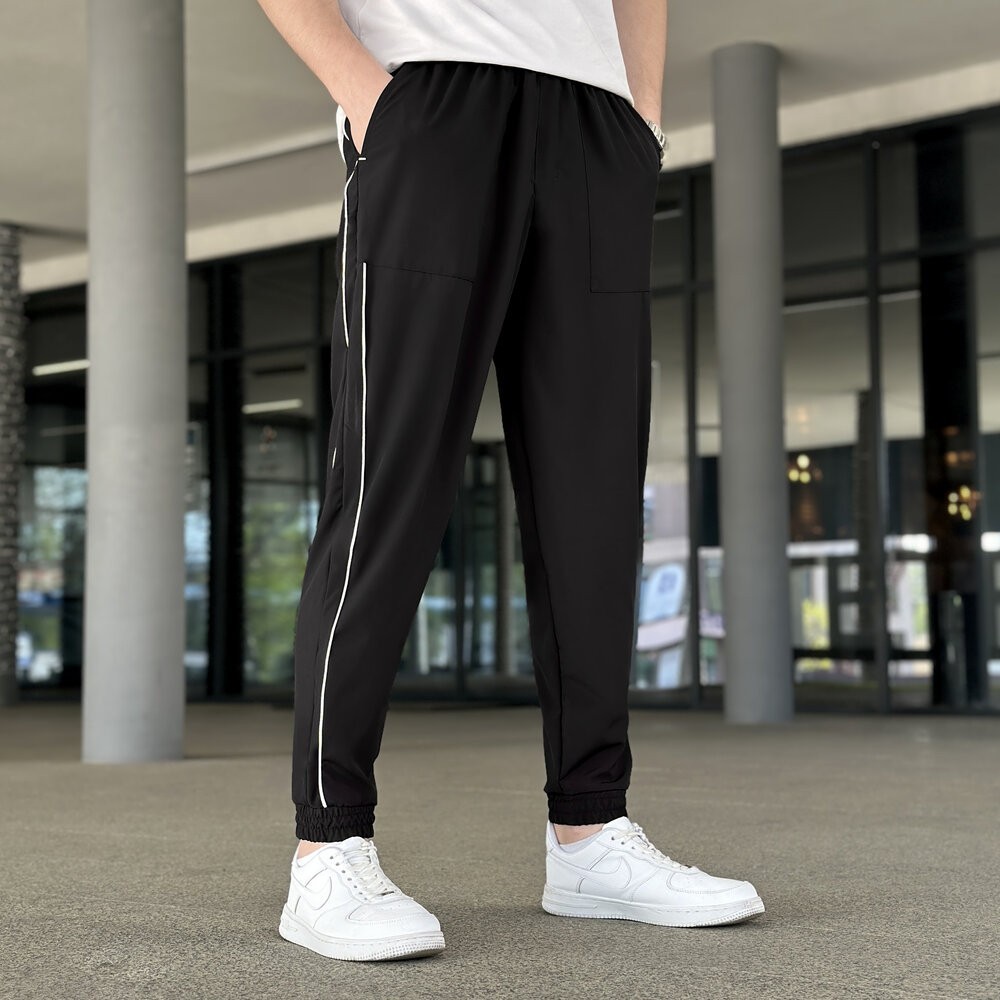 Весняні літні чоловічі чорні джогери із софту Pobedov Weekend, укр, укр