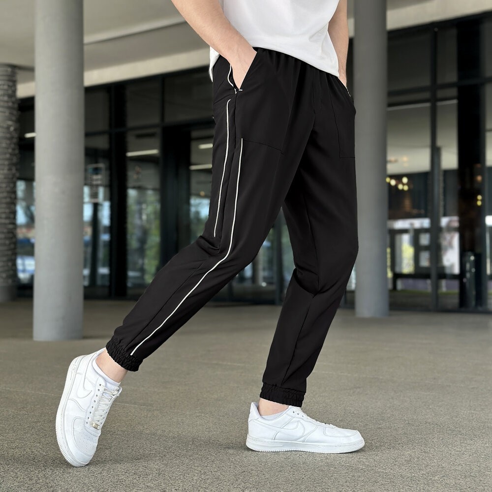 Весняні літні чоловічі чорні джогери із софту Pobedov Weekend, укр, укр