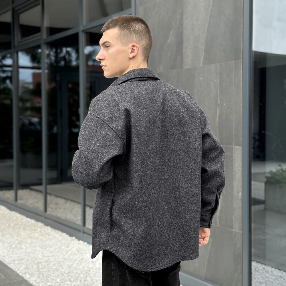 Сорочка-пальто для чоловіків Pobedov Mars. Сорочка демісезонна чоловіча темно-сіра