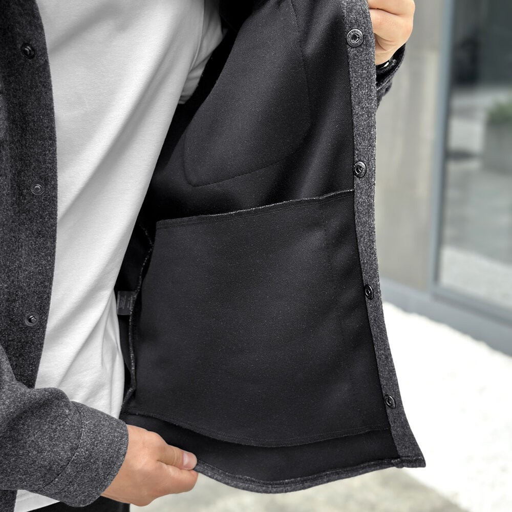 Сорочка-пальто для чоловіків Pobedov Mars. Сорочка демісезонна чоловіча темно-сіра, укр, укр